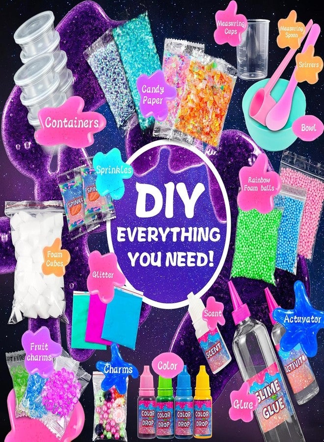fsutvitg Unicorn Fruit Garden Crunchy Slime Kit,Ice Screen Cake Slime Sparkling Slime Making Kit,Foam, Jelly Cube Slime for Party Favors Kids Boys Girls Birthday Carnival Treasure Classroom Prizes - Image 2